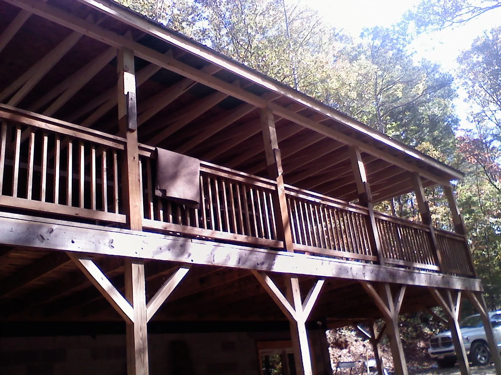 Timber framing under a new elevated porch and deck — Roof Leak Repair in Gentryville by Roofing Brothers